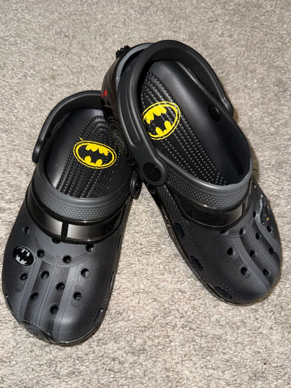 Kids Black Batman Crocs size J4 NWOT